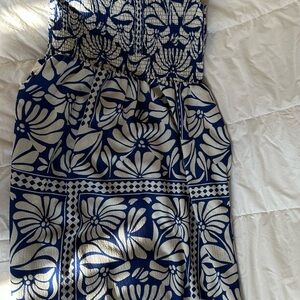 H&M Blue and Cream Midi Dress
